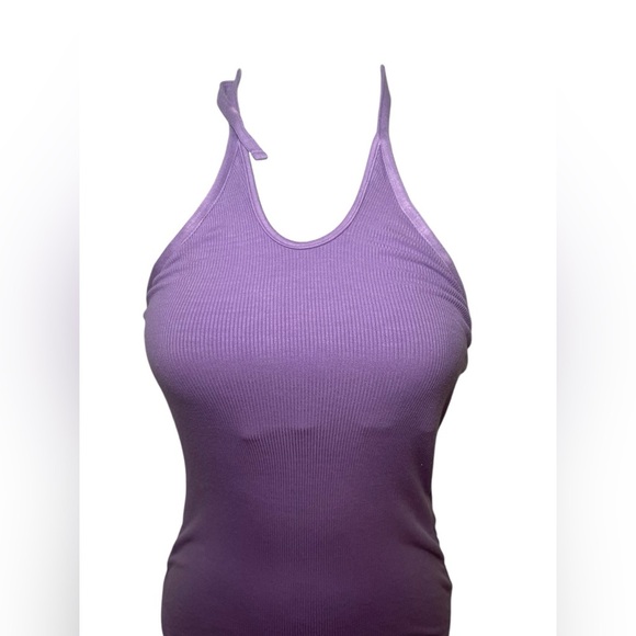 Enza Costa NWOT Ribbed Purple Silk Blend Halter Body Suit Size XS - Picture 2 of 7